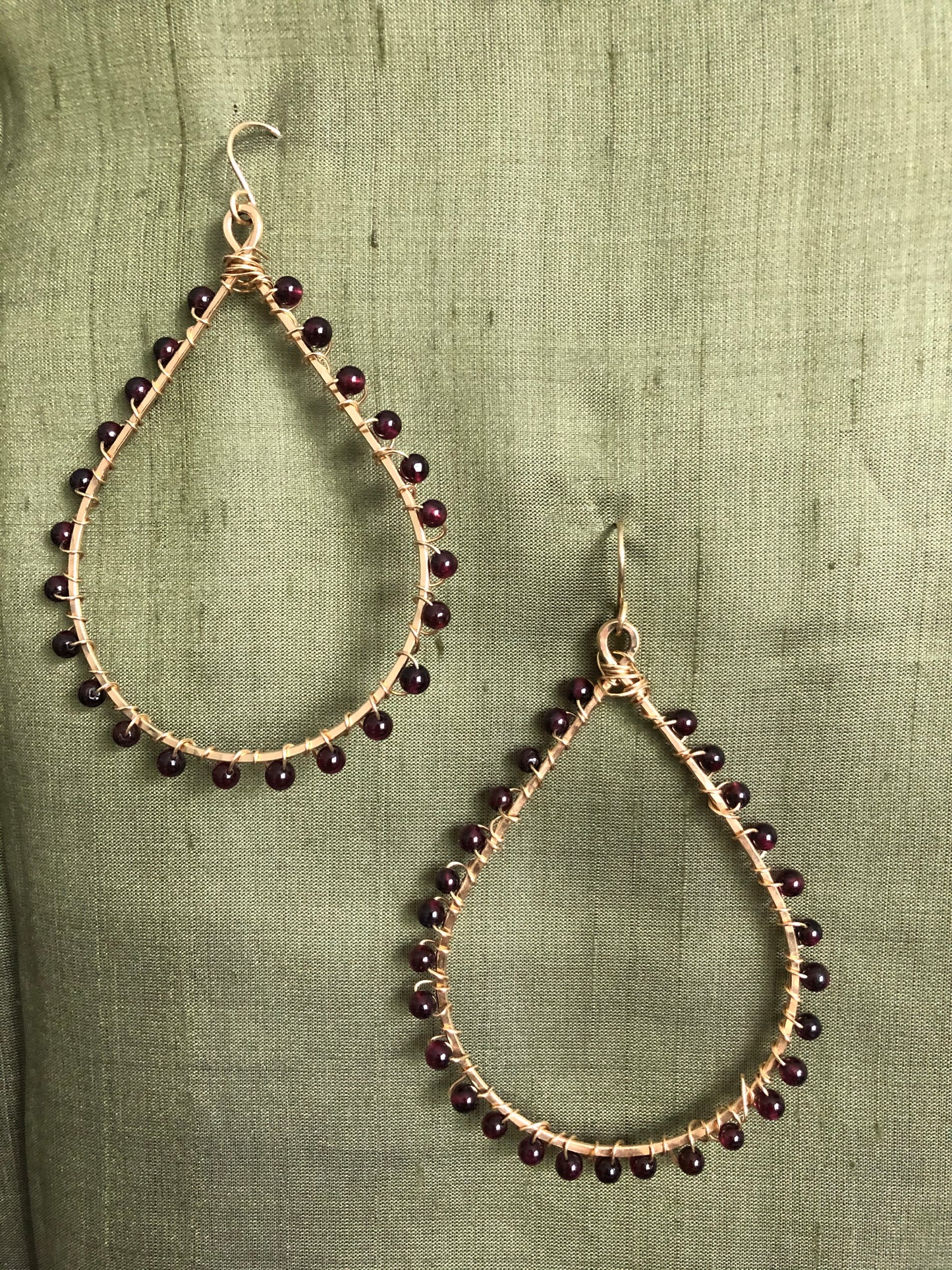 Gold and Garnet Teardrops
