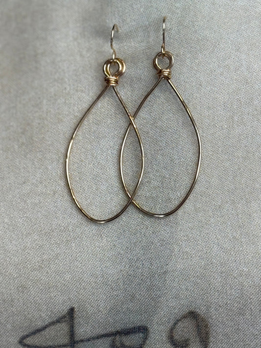Hammered Gold Teardrop Hoop Earring