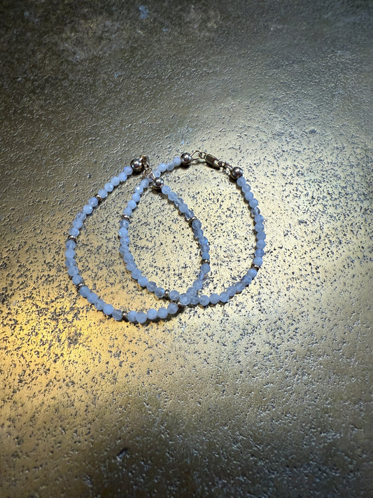 Delicate Beaded Bracelets (2) - Moonstone with Gold Beads