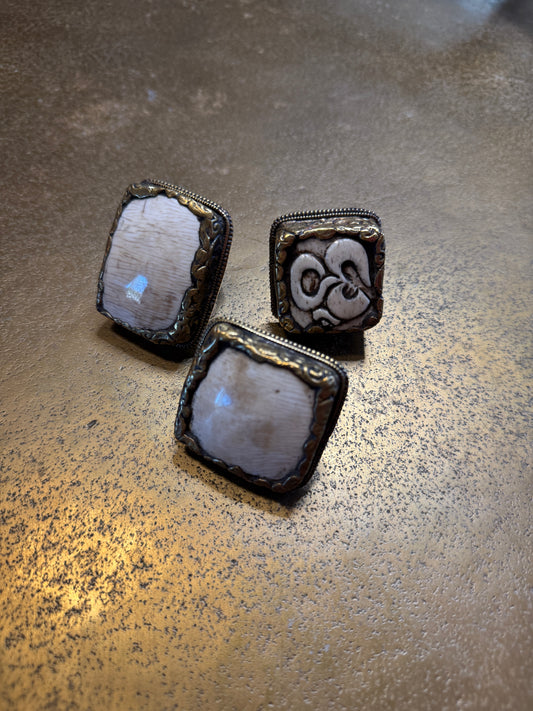 Chunky Brass and Shell Ring