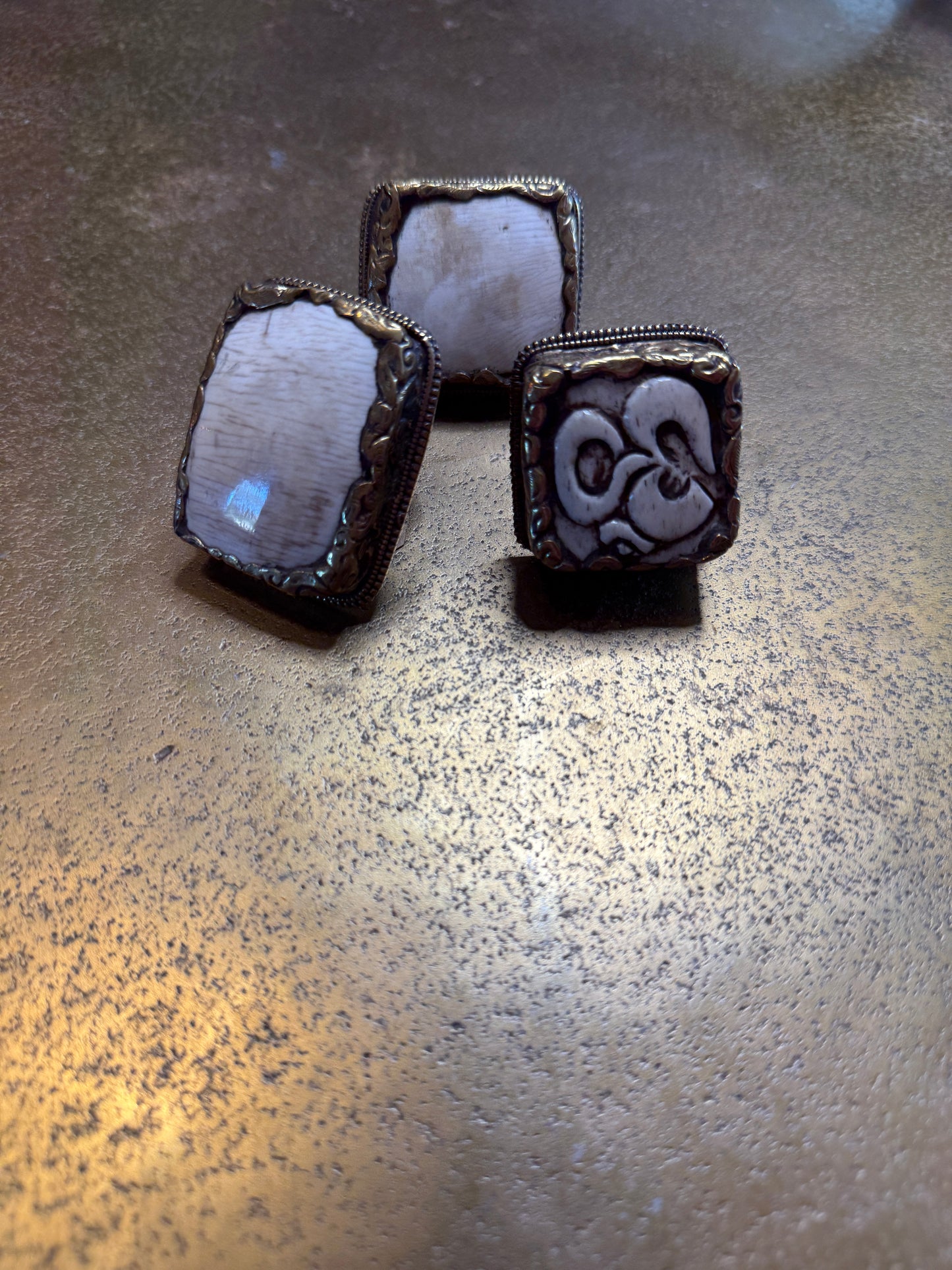 Chunky Brass and Shell Ring