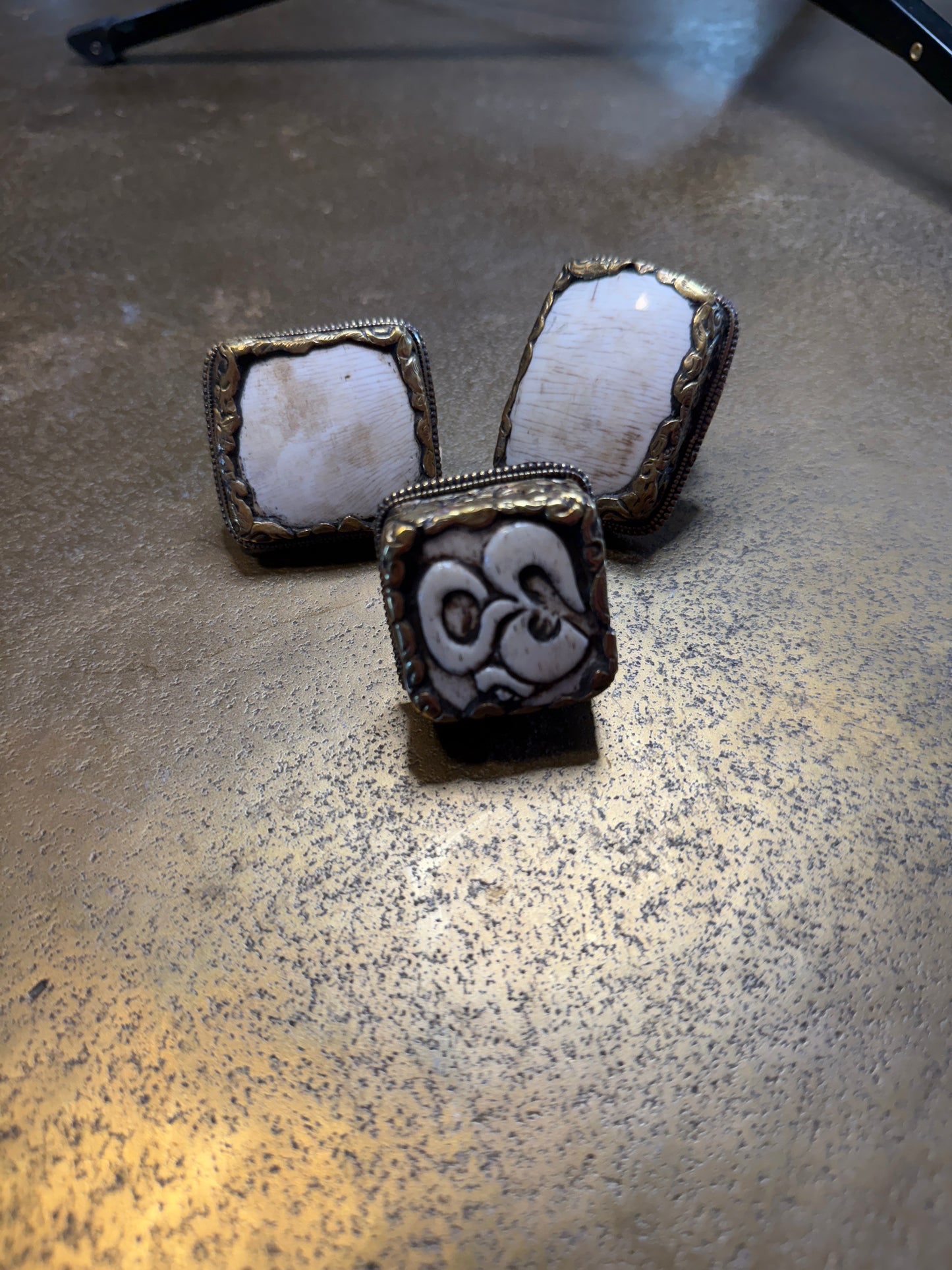 Chunky Brass and Shell Ring