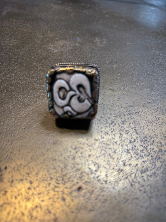 Chunky Brass and Shell Ring