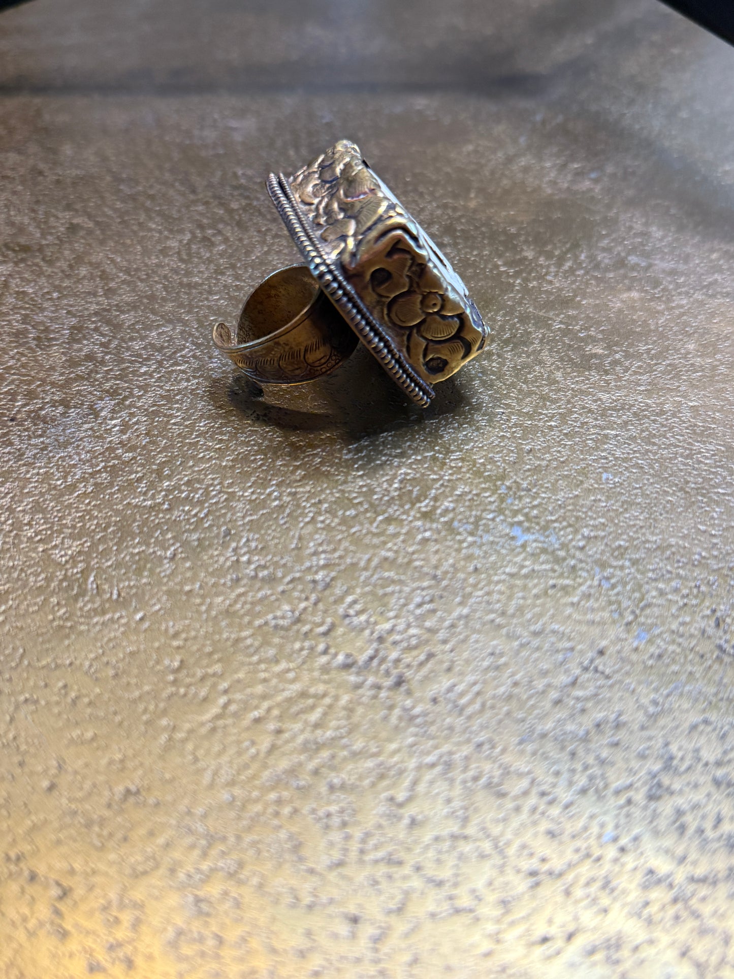 Chunky Brass and Shell Ring