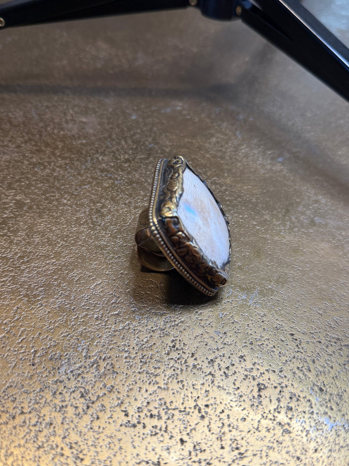 Chunky Brass and Shell Ring