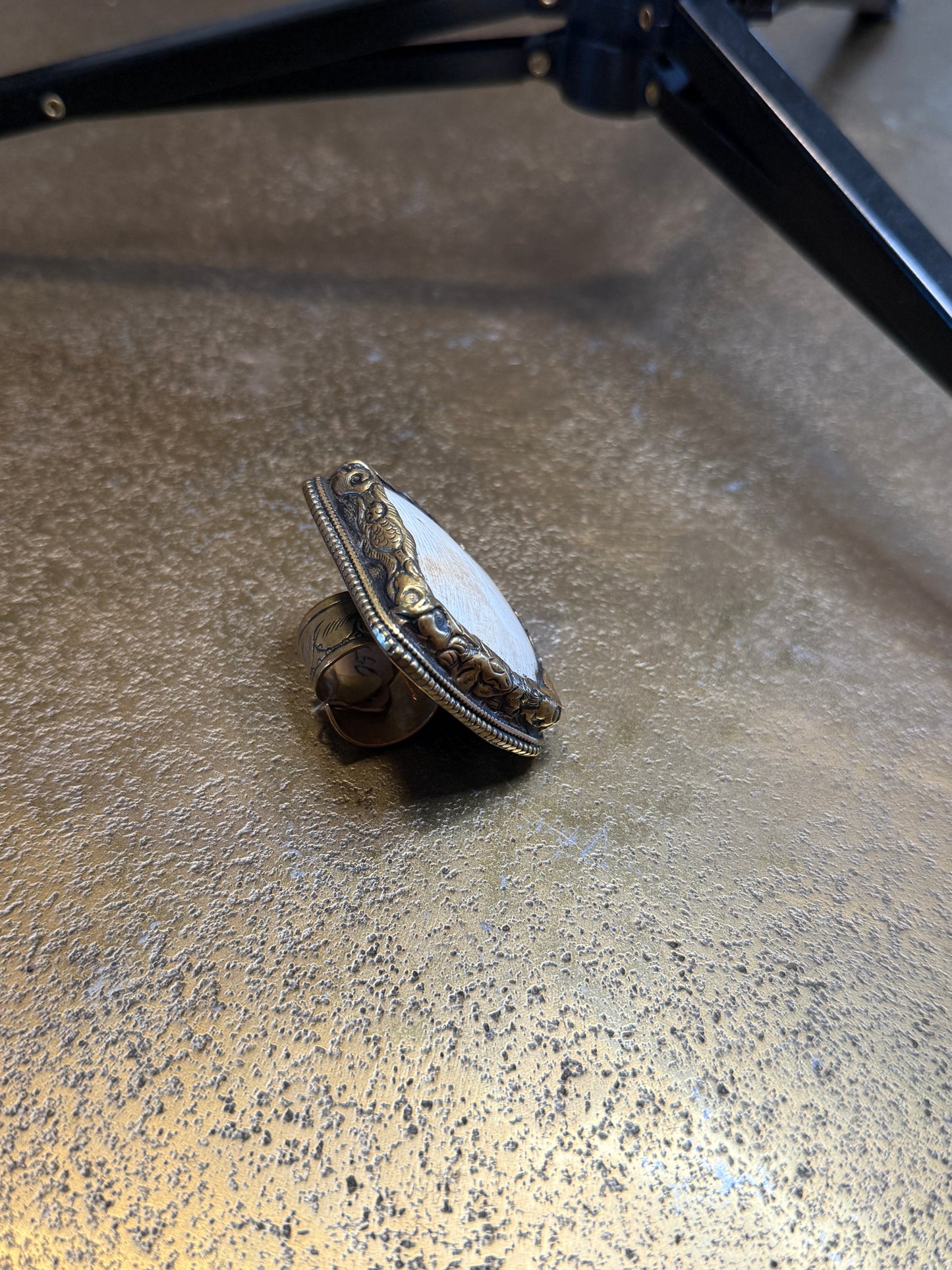 Chunky Brass and Shell Ring